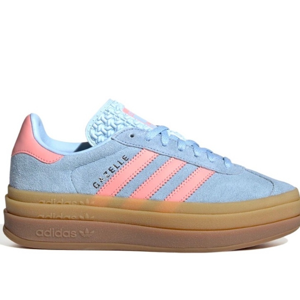 Adidas Women's Gazelle Light Blue and Coral Sneakers
